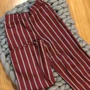 Maroon Wide leg striped pants from Express